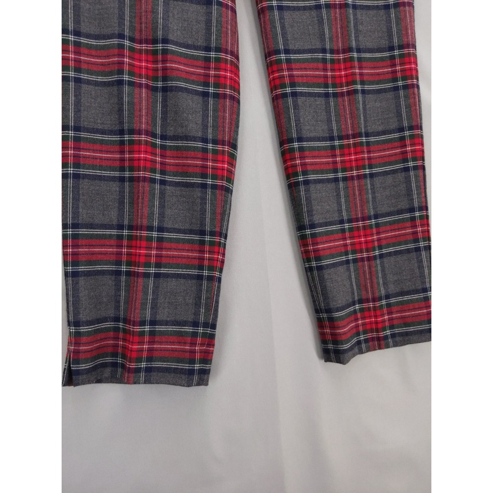 Talbots Plaid‎ Trousers Women 6P Grey Red Wool Blend Straight Leg Lined Pants - Picture 4 of 9